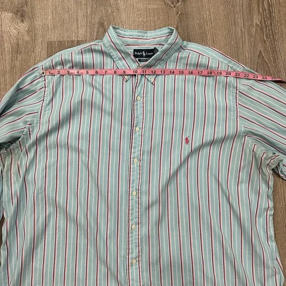 Ralph Lauren Shirt Men's 3XB Big Blue Pink Striped RL Classic Fit Pony Shirt - Picture 7 of 12